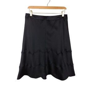 Georgio Armani 100% Silk Black Knee Length Skirt Unique stitching Size 46 NEW